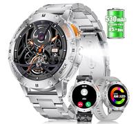 FOXBOX Smart Watch for Men, 1.43’’ AMOLED Smartwatch with Flashlight Answer/Make Calls, 110+ Sports Modes Fitness Tracker, Blood Pressure/Calorie/Heart Rate/Sleep Monitor for Android iOS Silver