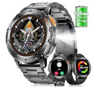 FOXBOX Smart Watch for Men, 1.43’’ AMOLED Smartwatch with Flashlight Answer/Make Calls, 110+ Sports Modes Fitness Tracker, Blood Pressure/Calorie/Heart Rate/Sleep Monitor for Android iOS Black