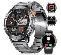 FOXBOX Smart Watch for Men Answer/Make Call, 1.43" AMOLED Smartwatch with Flashlight 530mAh 100+ Sport Modes Fitness Tracker, IP68 Waterproof Pedometer Heart Rate Sleep Monitor for Android iOS