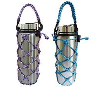 FOXCUP Paracord Water Bottle Holder for Hiking & Survival Adjustable Paracord Sleeve with Emergency Rope Fits 40 oz Bottles, Durable Outdoor Gear for Camping, Backpacking - Pack of 2
