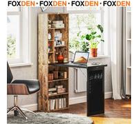 Foxden Brown Fold-Out Wall-Mounted Desk Bookshelf Blackboard 9 Compartments Foldable