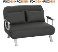 Foxden Charcoal Click-Clack Sofa Bed Two-Seater Adjustable Back Faux Suede Foam Filled