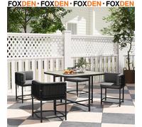 Foxden Charcoal Rattan Cube Garden Furniture Set 4 Seater Outdoor Dining Square Table