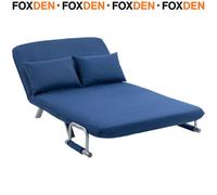 Foxden Dark Blue Click-Clack Sofa Bed Two Seater Adjustable Backrest Faux Suede