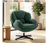 Foxden Dark Green Wingback Armchair Swivel Chair Velvet Four-Star Base S-Springs