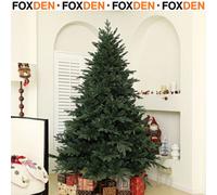 Foxden Green Artificial Christmas Tree 7Ft Spruce 3116 Tips Hinged Branches Steel Stand