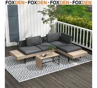Foxden Grey 3 Piece Garden Sofa Set Outdoor Coffee Table Included Hdpe Plastic Frame