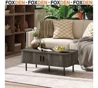 Foxden Grey Coffee Table With Storage Sliding Tambour Doors Rectangular Scandinavian