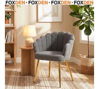 Foxden Grey Lounge Chair Petal Back Armchair Upholstered Electroplated Legs Foam Padded