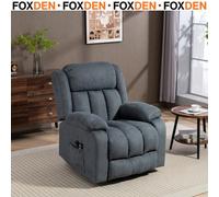 Foxden Grey Power Lift Recliner Chair Vibration Massage Elderly Remote Control