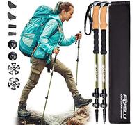 Foxelli Carbon Fiber Trekking Poles - Lightweight Collapsible Hiking Poles, Shock-Absorbent Walking Sticks with Natural Cork Grips, Flip Locks, 4 Season/All Terrain Accessories and Carry Bag