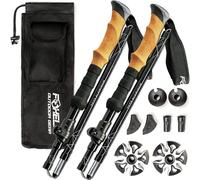 Foxelli Folding Trekking Poles - 2-pc Ultra Compact Hiking Poles for Men & Women Lightweight Strong Aluminum 7075 Collapsible Foldable Walking Sticks