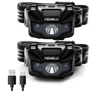 Foxelli LED Head Torch Rechargeable [2-Pack] - Ultralight USB Rechargeable Headtorch for Adults & Kids, Waterproof Headlamp with Red Light for Running, Camping, Fishing & Outdoors