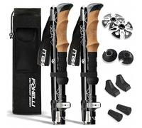 Foxelli Lightweight Trekking Poles - Compact Walking Sticks with Quick Locks, Ergonomic Cork Grip & All-Terrain Accessories - Adjustable Collapsible Poles for Travel & Hiking