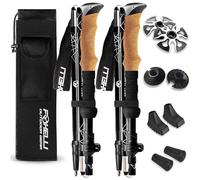 Foxelli Lightweight Trekking Poles - Compact Walking Sticks with Quick Locks, Ergonomic Cork Grip & All-Terrain Accessories - Adjustable Collapsible Poles for Travel & Hiking