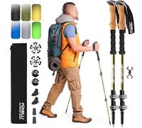 Foxelli Trekking Poles - 2-pc Pack Collapsible Lightweight Hiking Poles, Strong Aircraft Aluminum Adjustable Walking Sticks with Natural Cork Grips and 4 Season All Terrain Accessories