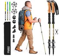 Foxelli Trekking Poles - 2-pc Pack Collapsible Lightweight Hiking Poles, Strong Aircraft Aluminum Adjustable Walking Sticks with Natural Cork Grips and 4 Season All Terrain Accessories