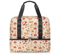 Foxes Autumn Theme Sports Duffle Bag for Women Men Kirls Boys Girls 21 L Weekend Overnight Bags Wet Seperated Tote Bag for Travel Gym Yoga