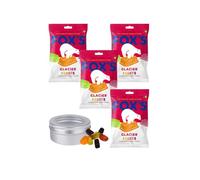 Foxes Glacier Fruits 4 x 200g Bags 800g Bundle with TinTastic Refillable Silver On-the-Go Tin - Mixed Fruit Flavoured Boiled Sweets