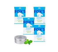 Foxes Glacier Mints x 4 Bags x 200g Bundle with TinTastic Refillable Silver Travel Tin