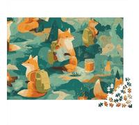 Foxes Hiking in The Mountains Jigsaw Puzzles Puzzles for Adults Kids. 1000 Pieces Impossible Challenge Toy Educational Games Home Decoration for Adults& Kids Age 14 Years Up 52x38cm/1000pcs