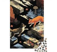 Foxes in A Fantasy Forest Jigsaw Puzzles Puzzles for Adults Kids. 1000 Pieces Impossible Challenge Toy Educational Games Home Decoration for Educational Games Gifts 52x38cm/1000pcs