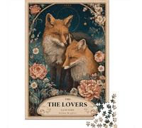 Foxes in Flowers The Lovers Jigsaw Puzzles Puzzle for Adults Kids. 1000 Piece Impossible Challenge Toy Educational Games Home Decoration for Adults& Kids Age 14 Years Up 52x38cm/1000pcs