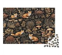 Foxes in Forest-Nature Illustration Style 1000 Piece Jigsaw Puzzles for Adults Featuring Artistic Design Centenary Jigsaws As Dementia Friendly Activities for Concentration Games 52x38cm/1000pcs