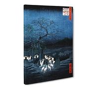 Foxes Meeting At The Changing Tree By Utagawa Hiroshige Canvas Print | Gallery Wrapped 30mm Frame Wall Art | 24x16 inches | Ready to Hang | Asian Landscape Picture | Living Room Bedroom Lounge Office