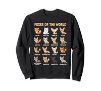 Foxes of the World Cute Species Chart Educational Wildlife Sweatshirt