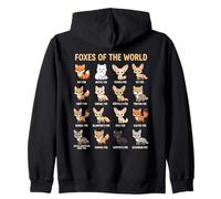 Foxes of the World Cute Species Chart Educational Wildlife Zip Hoodie
