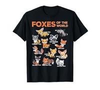 Foxes of the World Educational Animal Fox Lover Kawaii Fox T-Shirt