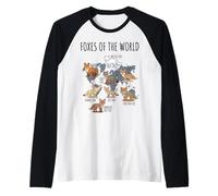 Foxes of The World Educational Chart Nature Species Wildlife Raglan Baseball Tee