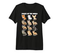 Foxes of The World Wildlife Chart Red Arctic Fennec Fox Premium T-Shirt