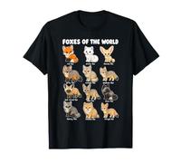 Foxes of The World Wildlife Chart Red Arctic Fennec Fox T-Shirt