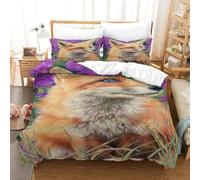 Foxes on The Grassland Duvet Cover 3 PCS Hotel Quality Quilt Cover Bedding Set Bed Covers with Pillowcases with Zipper Closure Hypoallergenic Soft Breathable Microfiber Super King（260x220cm）