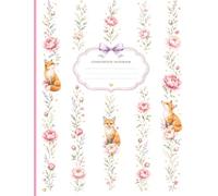 Foxes & Peonies Composition Notebook: 120 Wide Ruled Pages: Cute Coquette Pink and Purple Premium Journal for School, Work, Gifts, or Everyday Life