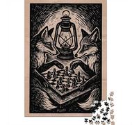 Foxes Playing Chess by Lantern Light Jigsaw Puzzle for Adults, 1000 Pieces, 52x38cm/1000pcs, Screen-Free Leisure, Evening Leisure And Puzzle Lovers
