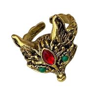 Foxes Rings Accessory for Women Adjustable Open Design Jewelry Ideal for Daily Wear or Special Event Gold Foxes Face