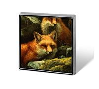 Foxes s Rocks Moss Square Pin Brooch Badge Button Stylish Aluminum Decor for Backpacks Hats