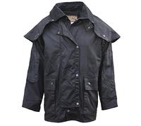 Foxfire Men's Short Oilskin Western Australian Waterproof Duster Coat, Raincoat Oil Cloth Cotton, Black, Large