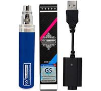 FOXFIVES Blue GS EGO II 2200mAh e Cig e Shisha Hookah 3-colour LED indicator Rechargeable Battery & USB Charger Nicotine Free Empty Device