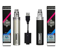 FOXFIVES GS Ego II 2200mah Huge Capacity Battery Edition Double Pack with USB Charger Nicotine Free Empty Device (Black/Stainless Steel)