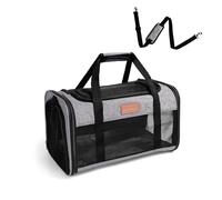 FOXFOCUS Dog Carrier Airline Approved - 17"×11"×9.5", Underseat, Under 10 lb, Top & Side Entry, Soft Sided Pet Carrier with Anti-Scratch Mesh for Small Dogs - Ideal for Travel and Vet Visit - Grey