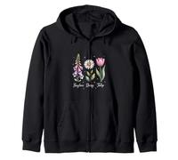 Foxglove Daisy Tulip Nature-Inspired Bloom Art Zip Hoodie