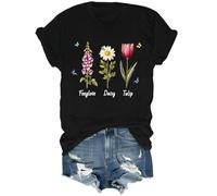 Foxglove Daisy Tulip Shirt, Foxglove Daisy Tulip Tshirt Black