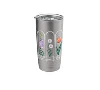 Foxglove Daisy Tulip Trio Nature Pattern Design Stainless Steel Insulated Tumbler