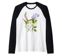 Foxglove Daisy Tulip - Vintage Floral Bloom for Nature Lover Raglan Baseball Tee