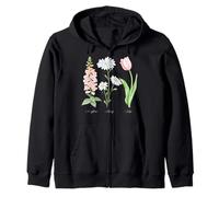 Foxglove Daisy Tulip - Vintage Floral Bloom for Nature Lover Zip Hoodie