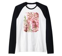 Foxglove Flower Bouquet Plant Lover Floral Pattern Design Raglan Baseball Tee